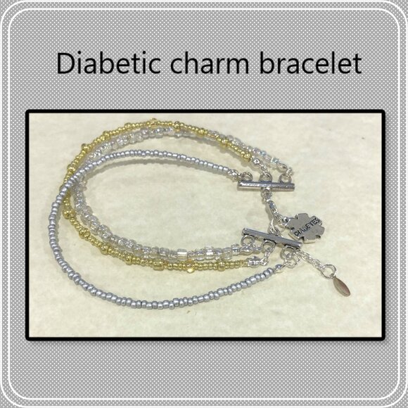 NEW - Diabetic charm triple strand bracelets - Picture 1 of 5
